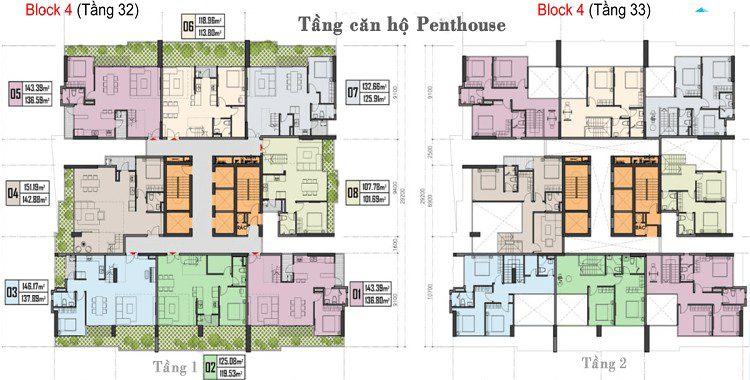 Mặt bằng tầng căn hộ Penthouse Block 4 The Privé, thiết kế đẳng cấp trên cao